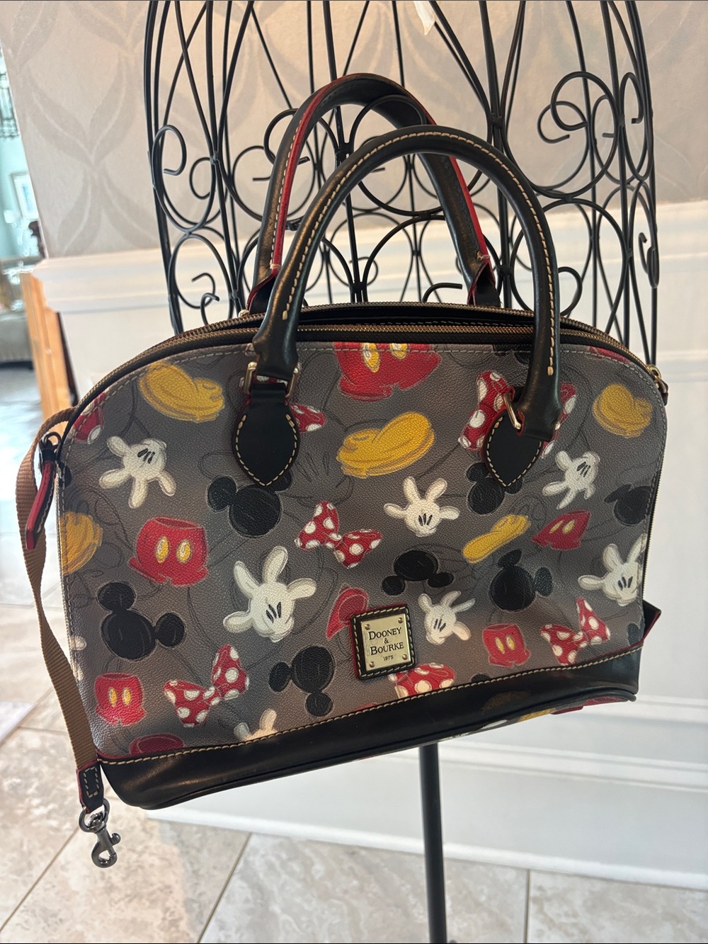Dooney & Bourke Gray Satchel with Red, Yellow and Black Disney Motifs